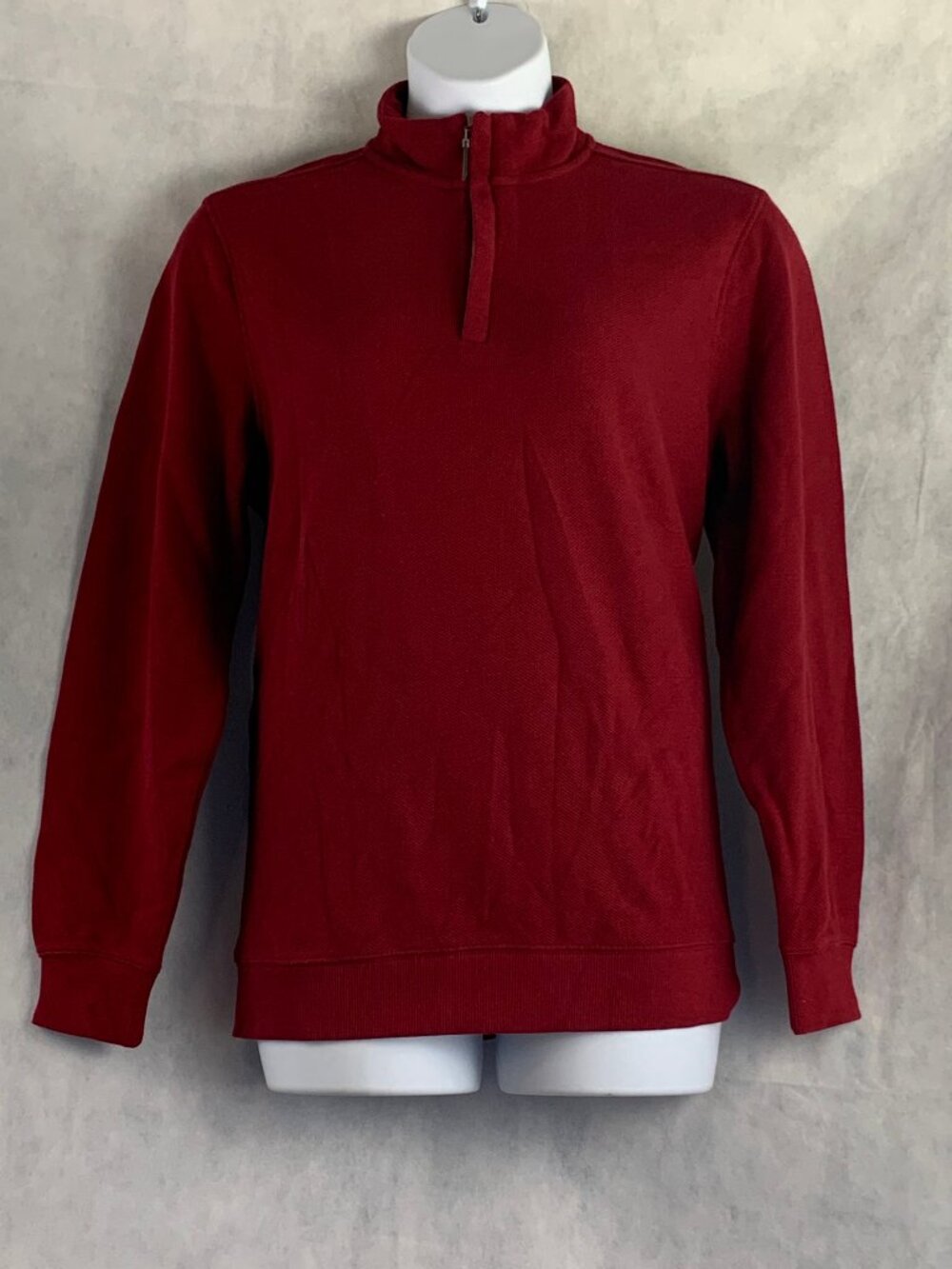 Tasso Elba Men's 1/4 Zip Honeycomb Knit Pullover Sweater, Dark Red, Medium